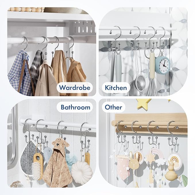 Bathway Shower Curtain Hooks Chrome Shower Curtain Rings, Metal Shower Hooks - Image 8