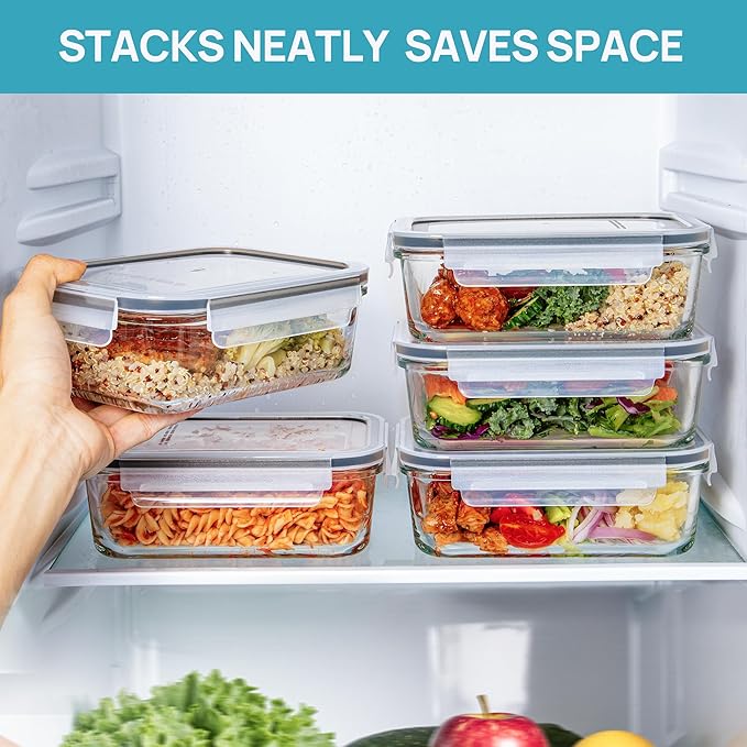 Vtopmart 5Pack 30oz Glass Meal Prep Container Sets - Image 5
