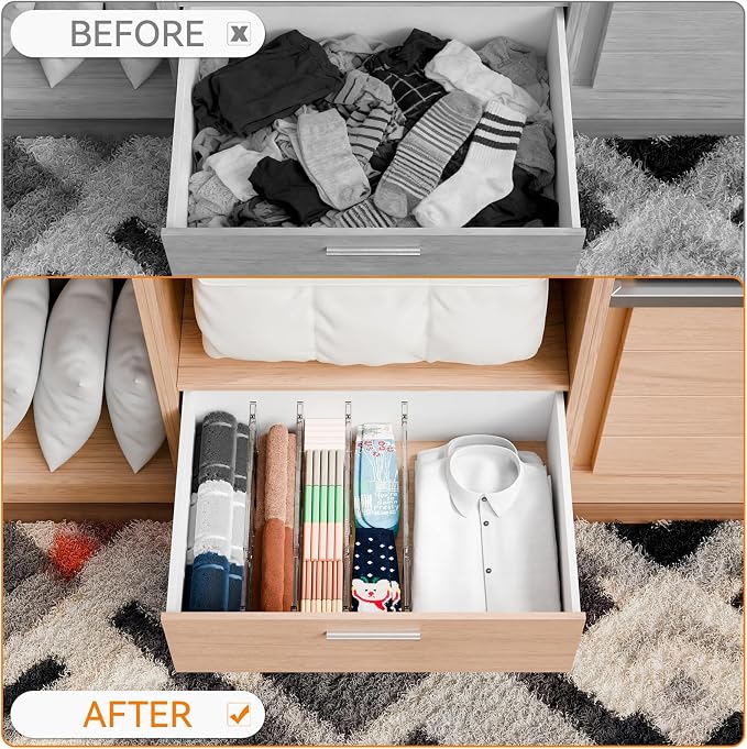 8 Pack Clear Acrylic Drawer Divider 6 Inch High, Expandable from 14-20'' - Image 6