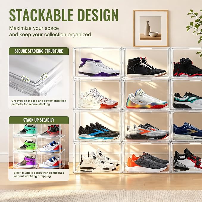 5 Pack Acrylic Shoe Boxes, Stackable Organizer - Image 7