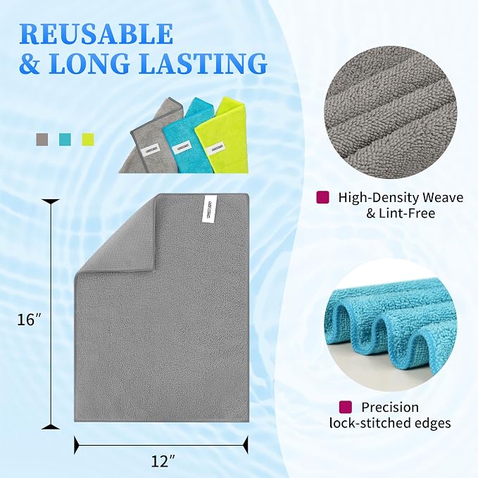 FIXSMITH Shop Towels-800 Pack, 12 x 16 in Microfiber Cleaning Cloth, Highly - Image 3