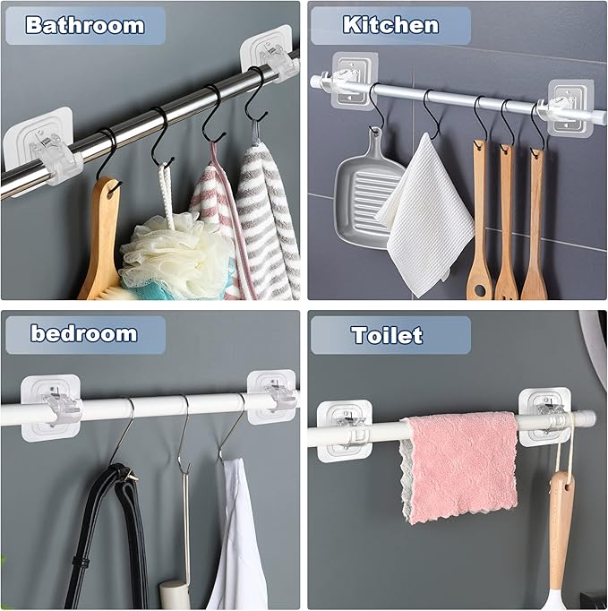 Codoule Self Adhesive No Drill Adjustable Curtain Rod Holder Hooks Brackets | - Image 3