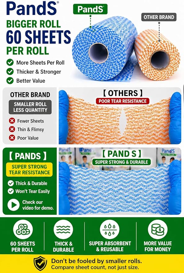 Reusable Paper Towels Washable, 2 Pack 120 Count Disposable Dish Cloths - Image 4