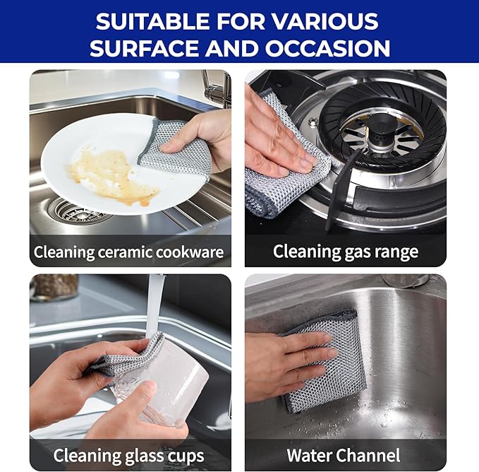 Wangjinpeng 12PK Non-Scratch Steel Wool Dishcloths 9.84X9.84 in - Image 3