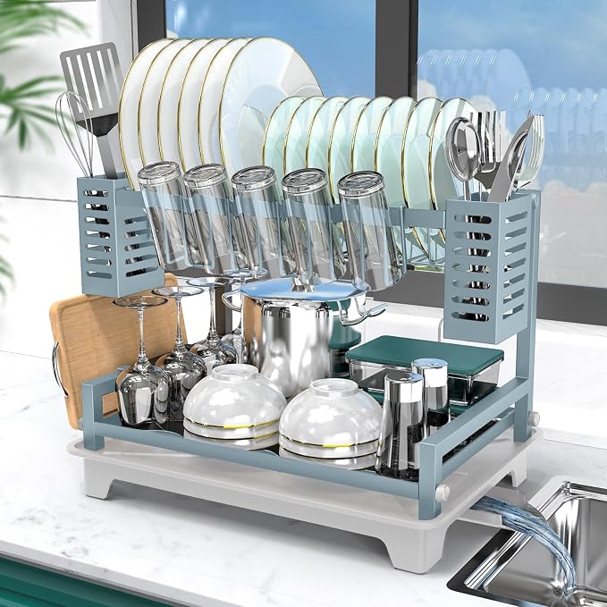 Dish Drying Rack, Rust-Proof 2 Tier Dish Racks by B-Land