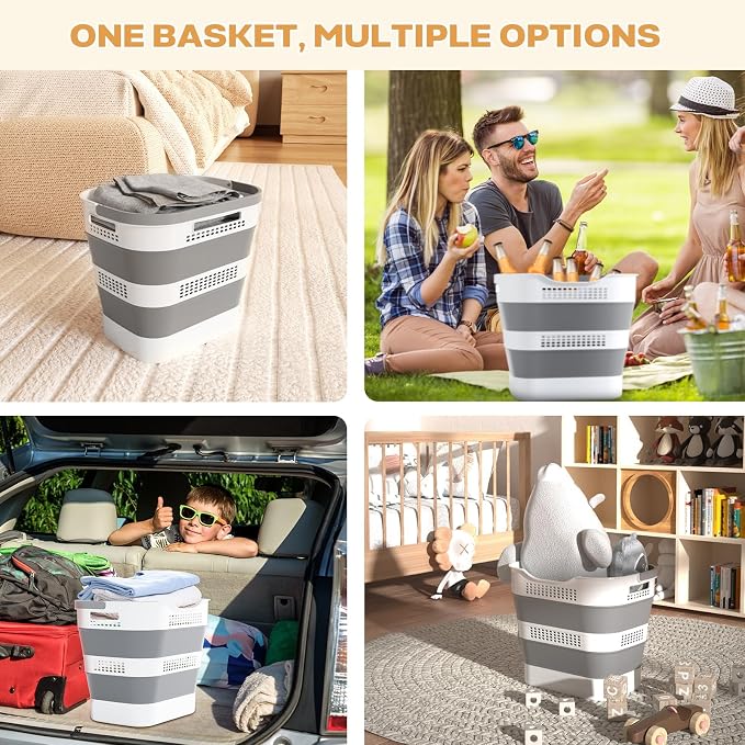 OOAMBB 43L Collapsible Plastic Laundry Basket - Image 5