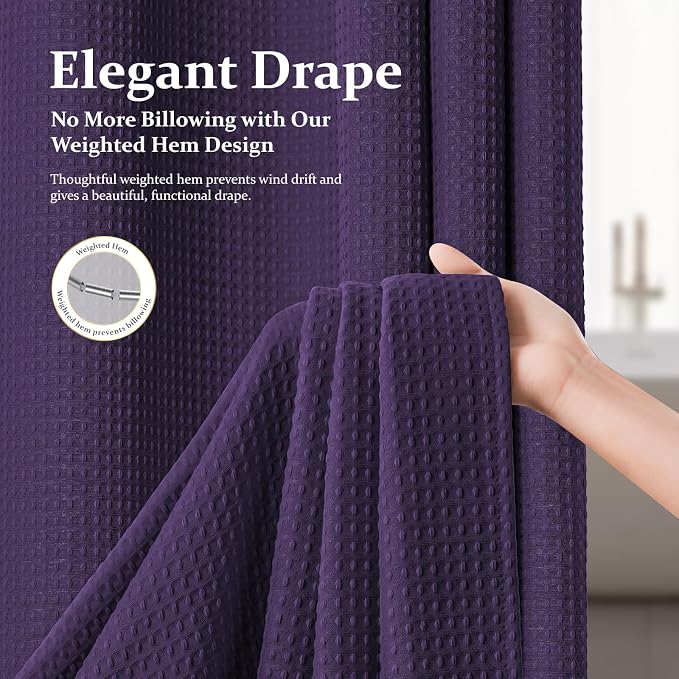 Dynamene Stall Waffle Shower Curtain 256 GSM Heavy Fabric 54x78 Purple - Image 4