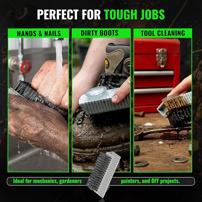 Grip Clean Heavy Duty Stiff Bristle Nail Brush - Image 6