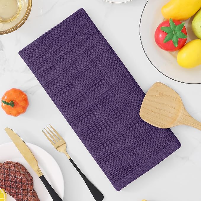 Homaxy 100% Cotton Waffle Weave Kitchen Dish Towels 18-Pack, Eggplant | 13 x 28 - Image 7