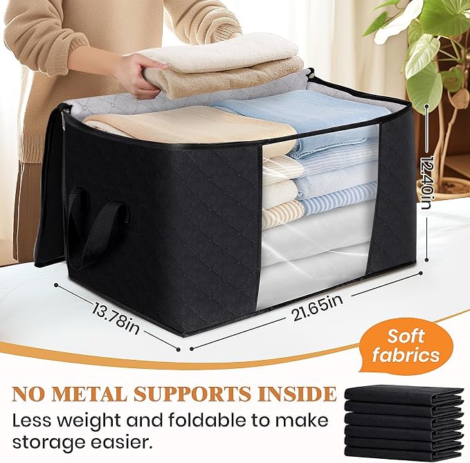 3 Pack Storage Bags for Clothes Blanket Storage Bins - Image 2