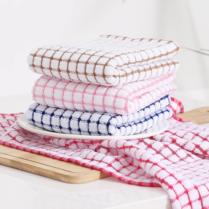 Kitinjoy Cotton 8 Pack Terry Kitchen Towels, Mix Colour - Image 7
