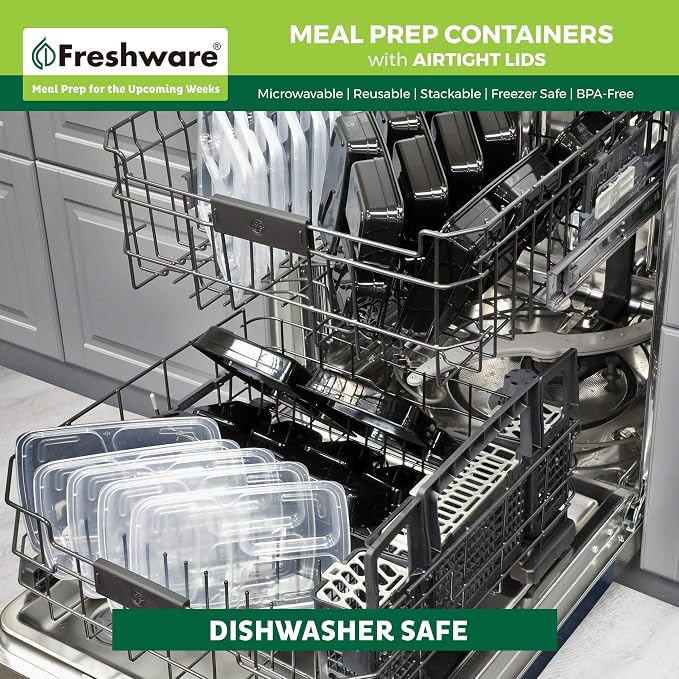 Freshware Meal Prep Containers 3 Compartment - Image 7