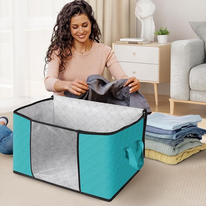 4 Pack Storage Bags for Clothes Blanket Storage Bins - Image 3