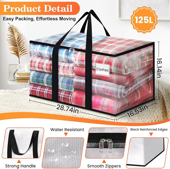 Moving Bags, Extra Large Heavy Duty Storage Bags, 4 Packs | Packing Bags - Image 3