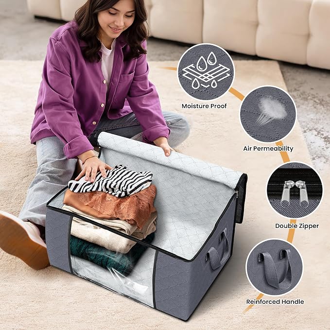 8 Pack Storage Bags for Clothes Blanket Storage Bins - Image 4