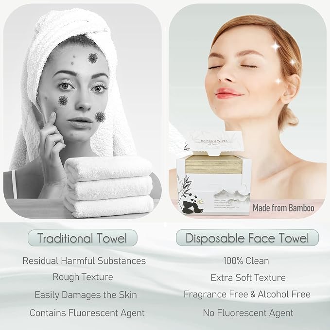 WOWOTEX Bamboo Rayon Disposable Face Towels - Image 3