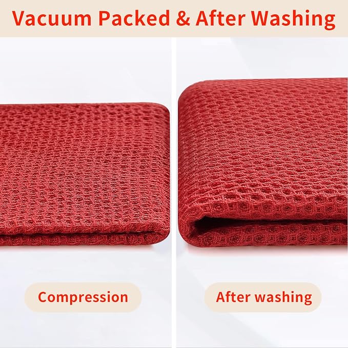 Homaxy 100% Cotton Waffle Weave Kitchen Dish Cloths 8-Pack, Brick Red | 12 x 12 - Image 7