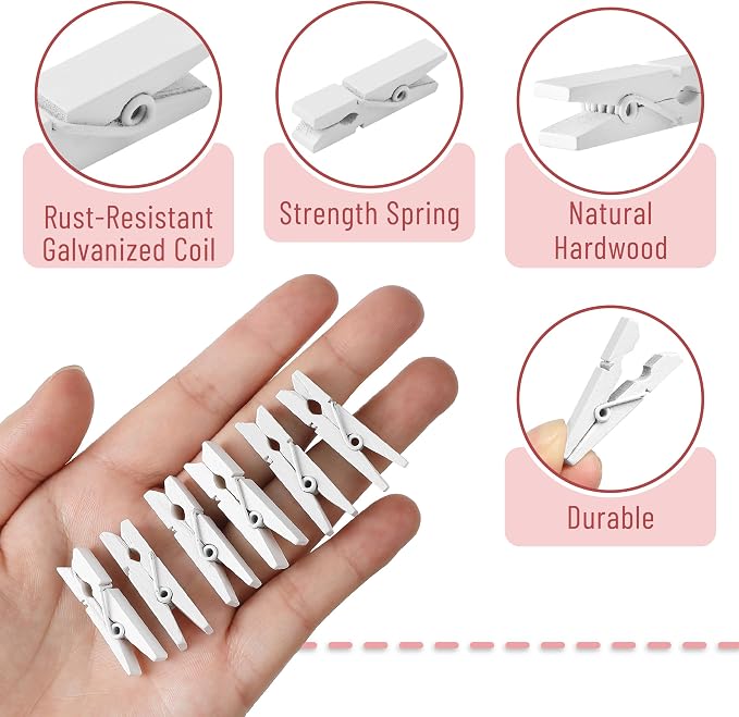 Mr. Pen- Mini Wooden Clothes Pins, 1.4 Inch, 132 Pack, Natural Wood Clips - Image 4