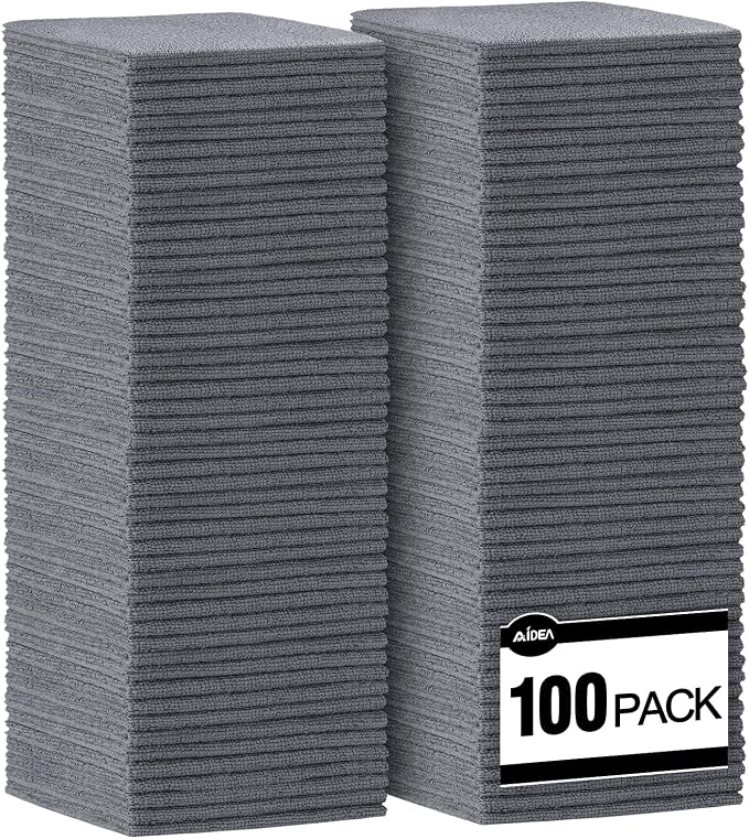 AIDEA Microfiber Cleaning Cloth Grey-100PK, Soft Absorbent Rags, Microfiber by AIDEAHOME