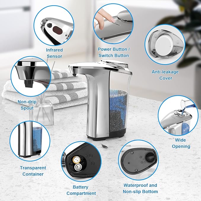Automatic Soap Dispenser, 17oz Touchless Liquid Dish Soap Dispenser Kitchen | - Image 6