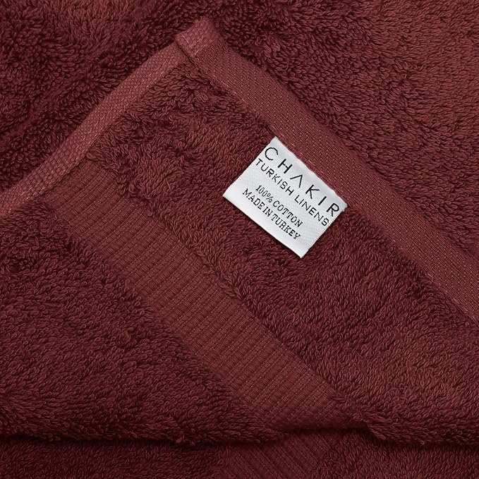 Chakir Turkish Linens 100% Cotton 6-Pack Washcloths 13x13, Cranberry | Premium - Image 3