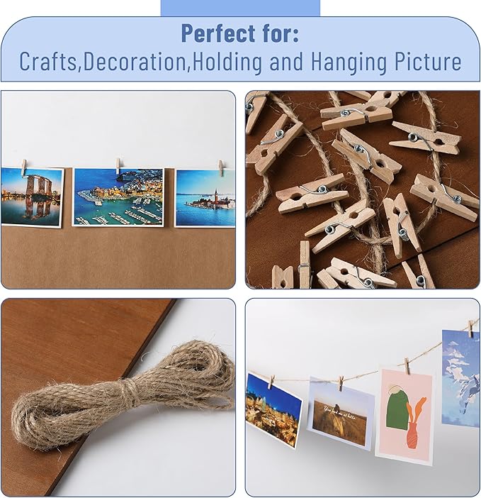 Mr. Pen- Wooden Clothes Pins for Craft, Natural Wood, 1 Inch | Mini Clothes - Image 5