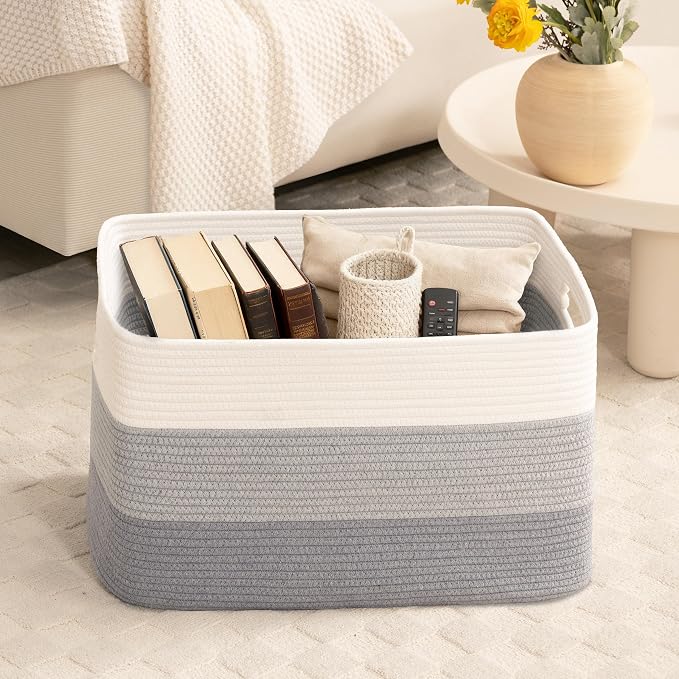 60L Woven Laundry Basket Hamper - Image 7