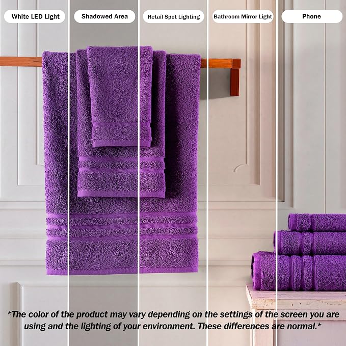 Hawmam Linen Lilac Purple Bath Towels 4 Pack Soft and Absorbent - Image 3