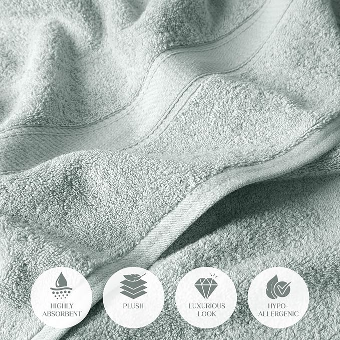 SUPERIOR Egyptian Cotton Ultra Plush & Absorbent, 12 Piece Set, Sea Foam | - Image 5