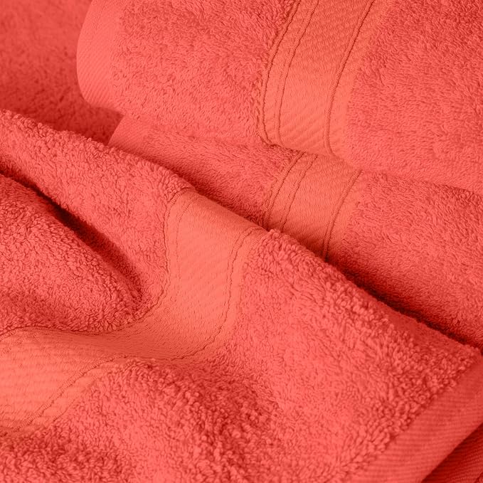SUPERIOR Egyptian Cotton Ultra Plush & Absorbent, 12 Piece Set, Coral | - Image 8