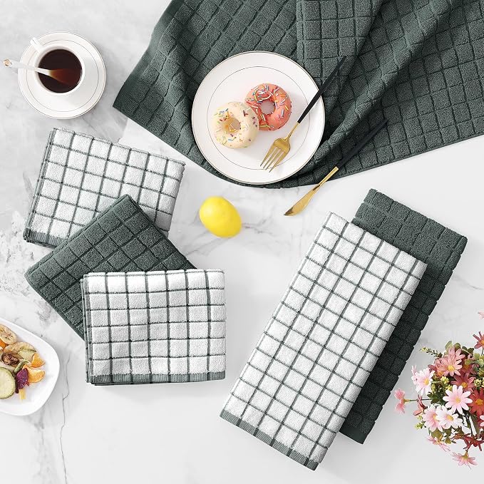 Homaxy Large Premium Cotton Kitchen Towels 16"x 28", 4 Pack, Dark Green - Image 9