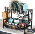 BOOSINY 2 Tier Black Stainless Steel Dish Drying Rack by Boosiny