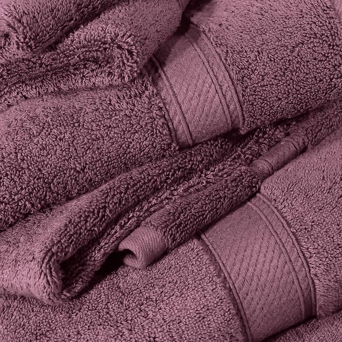 SUPERIOR Egyptian Cotton Ultra Plush & Absorbent, 6 Piece Set, Plum | Quick Dry - Image 8