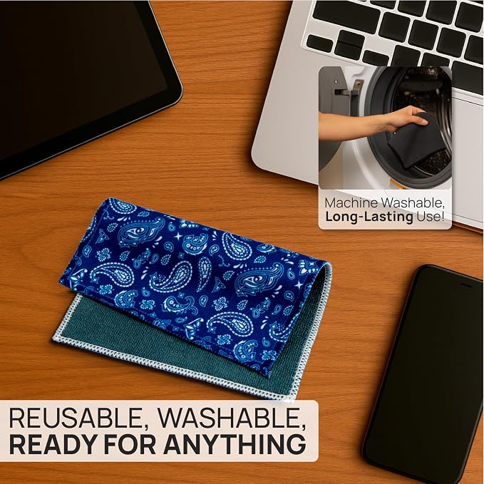 Microfiber Wholesale Quick Cloth Glasses Cleaning Cloths 5x7 Paisley Blue | - Image 4