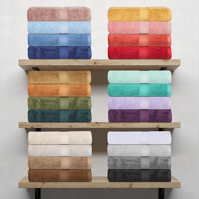 SUPERIOR Egyptian Cotton Ultra Plush & Absorbent, 6 Piece Set, Coral | Quick Dry - Image 7