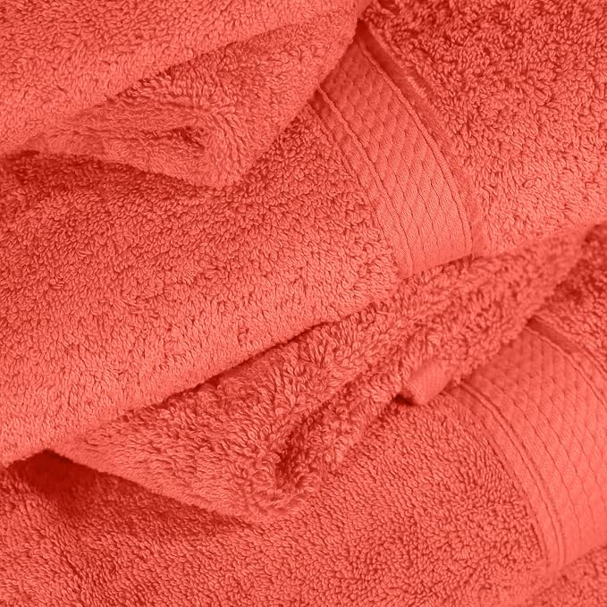 SUPERIOR Egyptian Cotton Ultra Plush & Absorbent, 12 Piece Set, Coral | - Image 3
