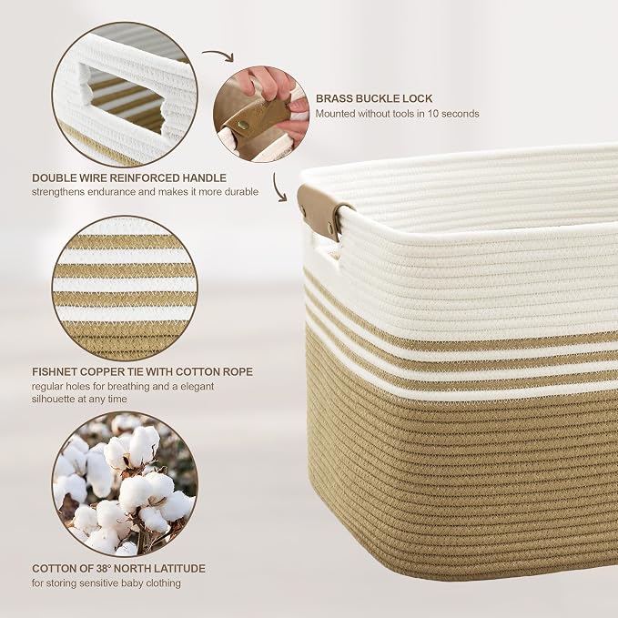 60L Woven Laundry Basket Hamper - Image 4
