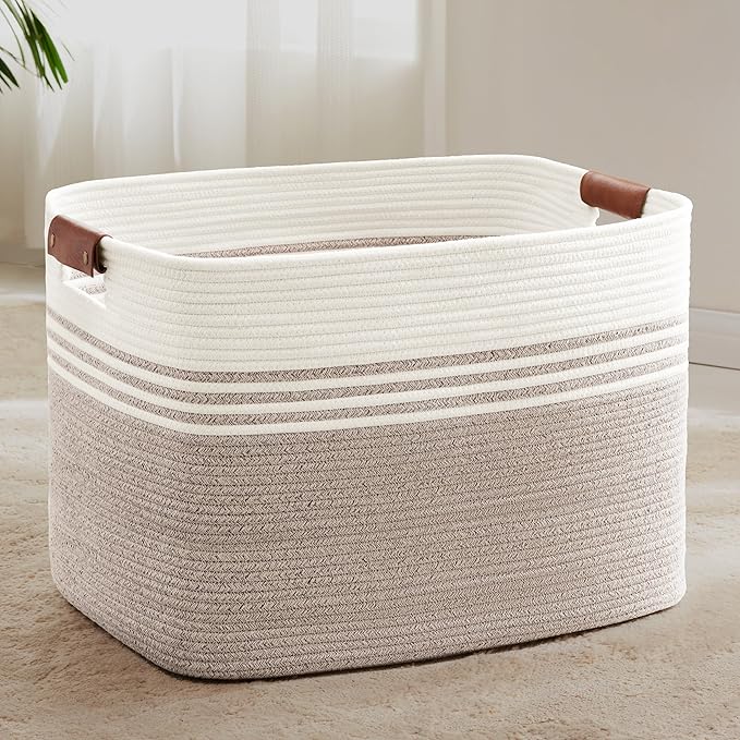 100L Large Woven Laundry Basket Hamper by SunNewt