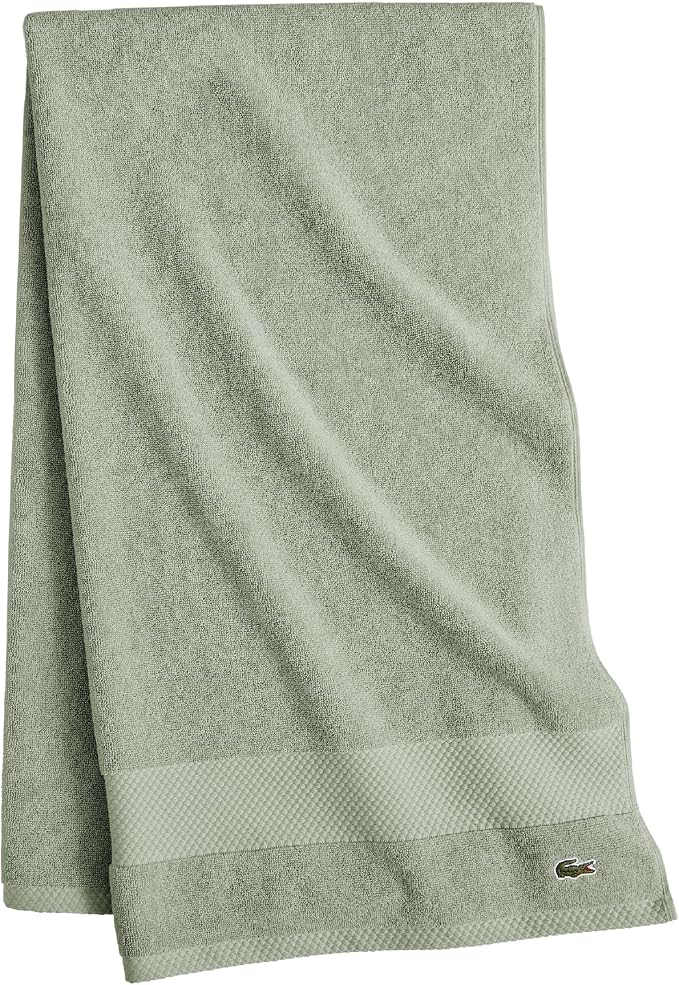 Lacoste Heritage 100% Supima Cotton Bath Sheet 35" x 70", Aloe | Highly by Unknown