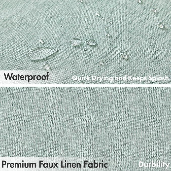 MIULEE Seafoam Green Scalloped Linen Shower Curtain 72x72 Inches - Image 4