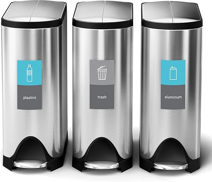 simplehuman 40 Liter / 10.6 Gallon Dual Compartment Butterfly Lid Kitchen - Image 4