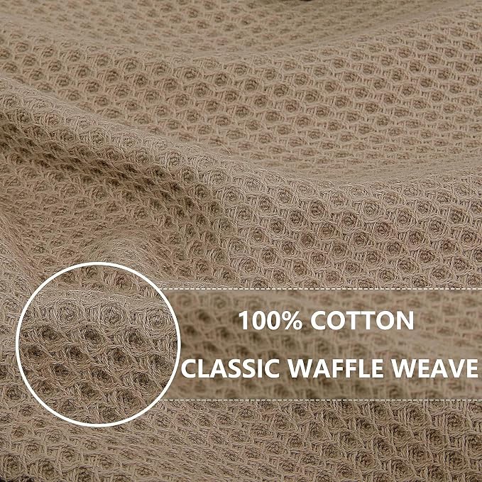 Homaxy 100% Cotton Waffle Weave Kitchen Dish Towels 24-Pack, Tan | 13 x 28 - Image 2