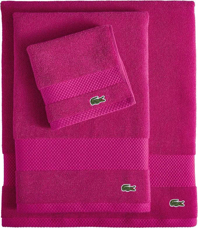 Lacoste Heritage 100% Supima Cotton Hand Towel 16" x 30", Magenta | Highly - Image 5