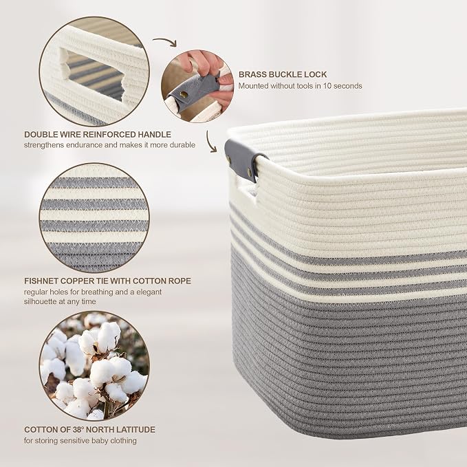 100L Large Woven Laundry Basket Hamper - Image 5