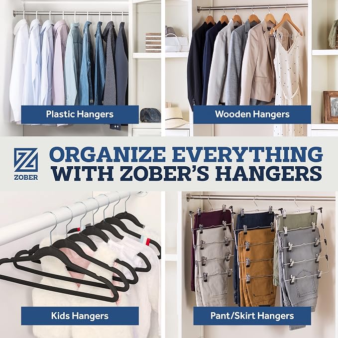Zober Burgundy Velvet Hangers 50 Pack, Slim Non Slip Clothes Hangers | Slim - Image 9