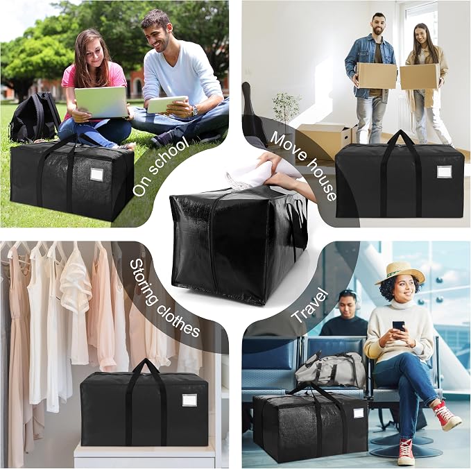 VELVETSURE 12 Pack Heavy Duty Extra Large Moving Bags W/Backpack Straps - Image 6
