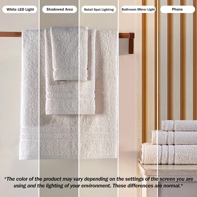 Hawmam Linen Sea Salt Cream Bath Towels 4 Pack Soft and Absorbent - Image 3