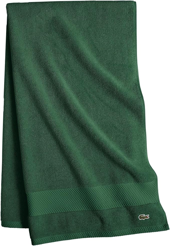 Lacoste Heritage 100% Supima Cotton Bath Towel 30" x 54", Croc Green | Highly - Image 4