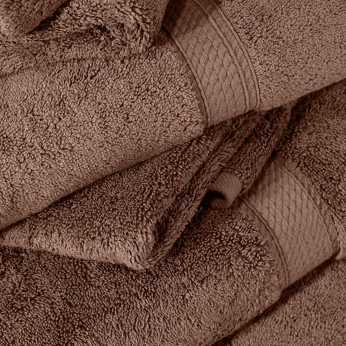 SUPERIOR Egyptian Cotton Ultra Plush & Absorbent, 12 Piece Set, Chocolate | - Image 3