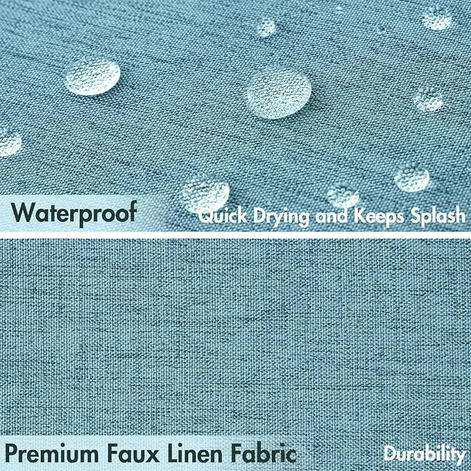 MIULEE Teal Scalloped Linen Shower Curtain 72x72 Inches - Image 4